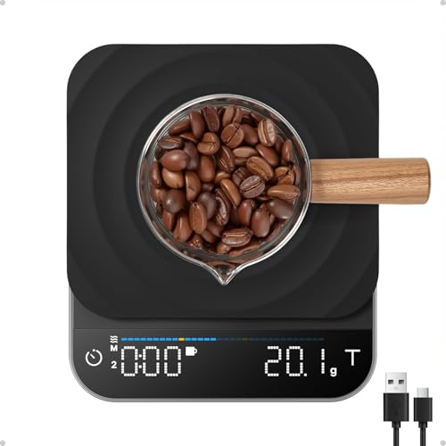 RENPHO Espresso Scale with Timer, Rechargeable, 0.1g Accuracy, 3kg - color: Black-coffee scale