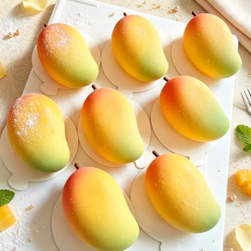 Silicone Mango Fruit Mold Tray with Funnels, 1 Pack - color: blue(4-cavity mango)