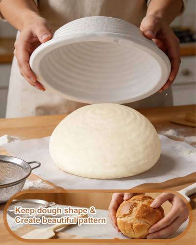 2 Pcs Banneton Bread Proofing Baskets, Sourdough Basket, Round, 10 Inch - size: Round