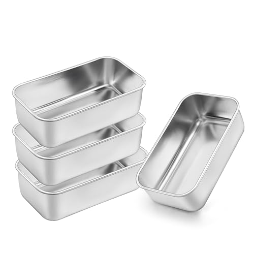 Onader 6¼ x 3⅝ Inch Bread Loaf Pan Set of 4, Stainless Steel Mini Loaf Pan - size: Small