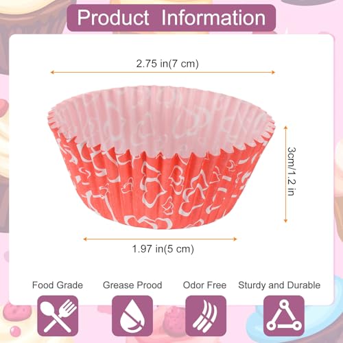 HARFINGTON 100 Count Cupcake Liners Cupcake Cups Pink Love - color: Orange Pink