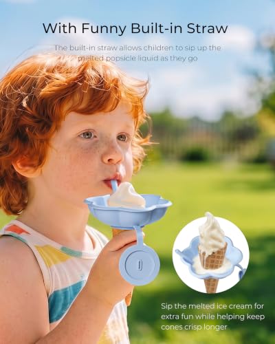 8PCS Ice Cream Cone Holder & Popsicle Sleeve Set - style: 8Pack( 4Pcs Silicone Ice Cream Cone Holders + 4Pcs Neoprene Popsicle Sleeves)