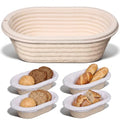 Baderke 4 Pack Banneton Bread Proofing Basket Wood Pulp, Beige, Oval - color: Beige, size: Oval
