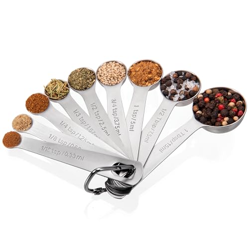 Doosu 18/8 Stainless Steel Measuring Spoons with Engraved Metric (Set of 9) - size: Set of 9