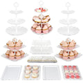 Pack of 11 NWK Cake Stand Set of Cupcake Stand, Tray & Table Cloth (White) - color: White