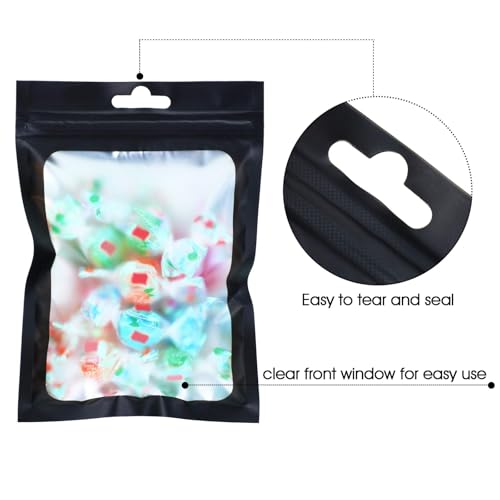 Boao 100 Pcs Resealable Foil Food Storage Bags,3 x 4.7 Inch,Black - color: Black, size: 3 x 4.7 Inch