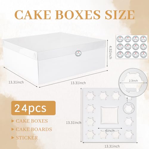 5 Packs Bento Cake and Clear Cupcake Box Fit 12 muffin Cupcakes and 1 Mini Cake Box with Clear Window and Stickers for Wedding Birthday Valentine'Day Party Baking Supplies - size: 1+12(5 Pack)