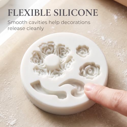 White Dessert Mold Food Grade Mini Rose Flower Teapot Mold Durable, Fondant and Gum Paste Molds,Candy Making Supplies