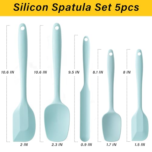 Silicone Spatula Set,5 Piece Food Grade Rubber Spatulas,Macaron Blue - color: Macaron blue