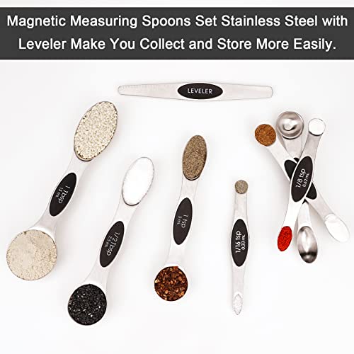 Aovchei 8 PCS Black Magnetic Measuring Spoons Set - size: 8pcs-black
