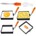 Large 4 Pcs 4 Inch Sqaure Egg Ring for Griddle Frying Egg,4" Non-stick Stainless Steel Square Egg Mold,Square Omelet Ring Pancake Mold Maker With Silicone Insulated Handle Oil Brush & Egg Separator - size: 4 Pieces Square 4 Inch