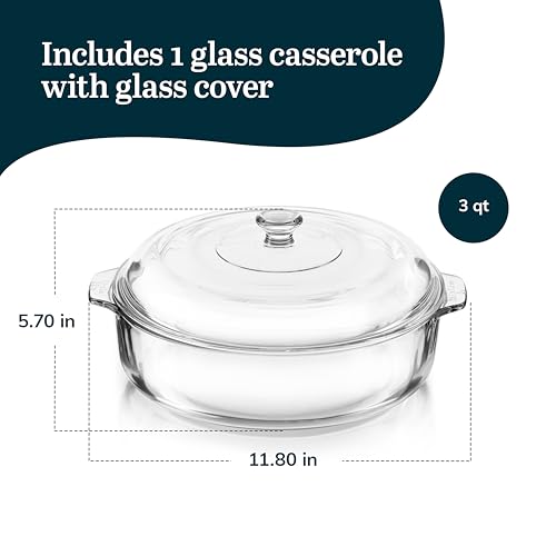Libbey Baker's Basics Round Glass Casserole Dish with Lid - color: Basic - 1pc Round Set