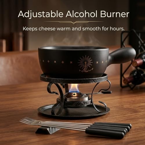 Artestia Ceramic Fondue Pot Set for Cheese & Chocolate