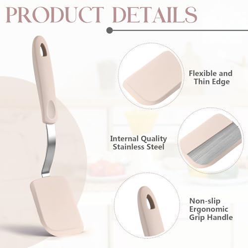 2Pcs Mini Silicone Cookie Brownie Spatula, Solid Flat, Khaki - color: Khaki, style: Solid Flat