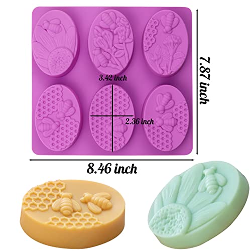 Bee Honeycomb Silicone Molds, 2 Pack Oval Soap Mold 12 Cavitiy - color: Oval Bee Soap