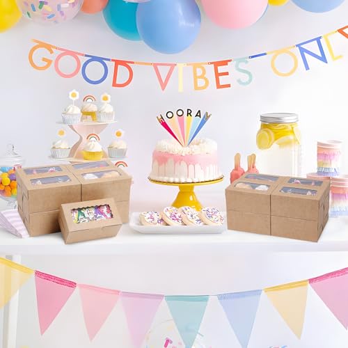 65 PCS Bakery Boxes with Window Brown - 6.29x3.54x2.95 Inches Cookie, Pastry, Treat, Cupcake, Cake, Dessert Boxes, Small Gift Boxes for Party, Business(Kraft) - color: Kraft