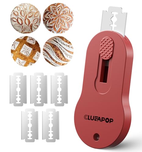 CLUEAPOP Bread Lame, Magnetic Storage Sourdough Scoring Tool With 5 Individual Blades For Artisan Bread, Essential Sourdough Baking Supplies, Scoring Knife for Bread Baking - color: Red