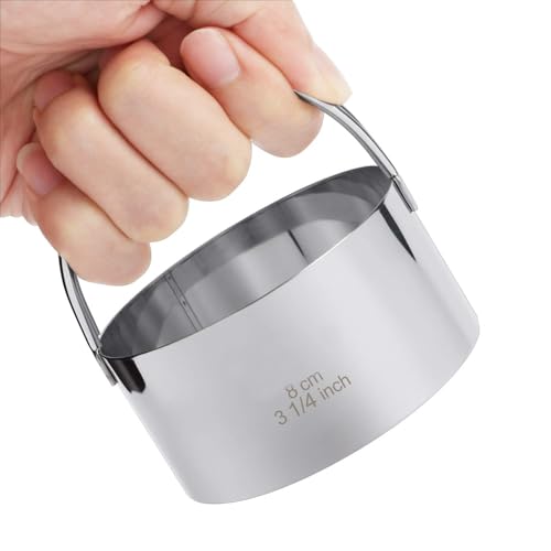 Stainless steel Cookie Cutters Set of 10, 5 sizes round and 5 sizes square Biscuit cutters with handles - size: Regular