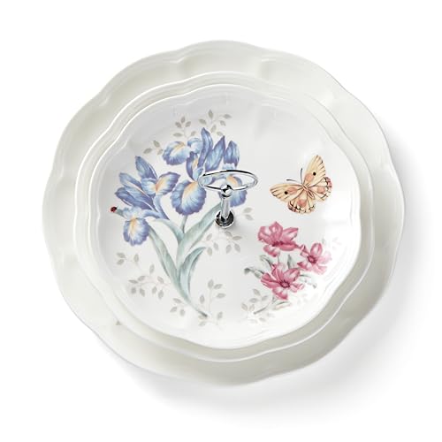 Lenox Butterfly Meadow Porcelain 3-Tier Serving Tray - style: 3-Tiered Server