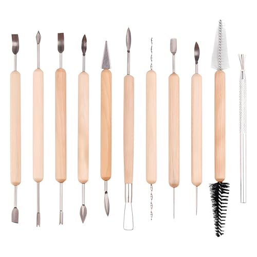 LINPHCEY 11-Piece Clay Sculpting Tools Set Perfect for Polymer Air Dry Modeling Clay Beginners & Professionals Ideal for DIY Pottery & Ceramics Tools for Clay Sculpey Sculpting & Crafting - color: 11PCS/SET