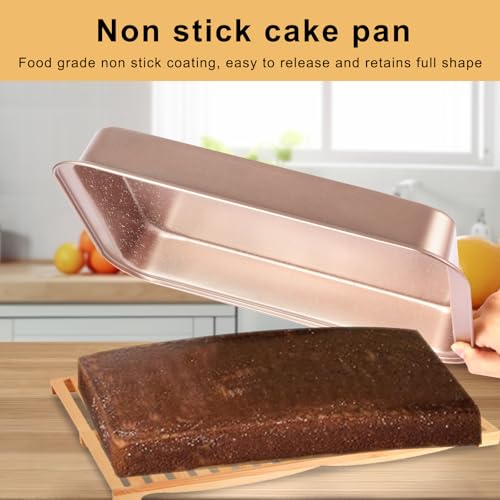 9x13 Baking Pan & Dish, 13x9 Nonstick Rectangle Cake Pan, Rose Gold