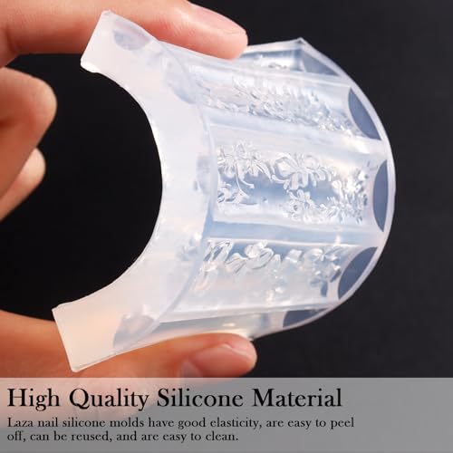Laza 4pcs 3D Silicone Nail Art Molds Multiple Flower Shapes Nail Molds - color: Flowers