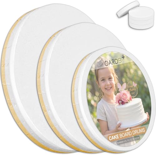 0.5" Cake Drums 8, 10 & 12 Inch (3 Pack/Size) White, Silver & Gold Colors - color: White + Silver + Gold, size: 8"+10"+12"