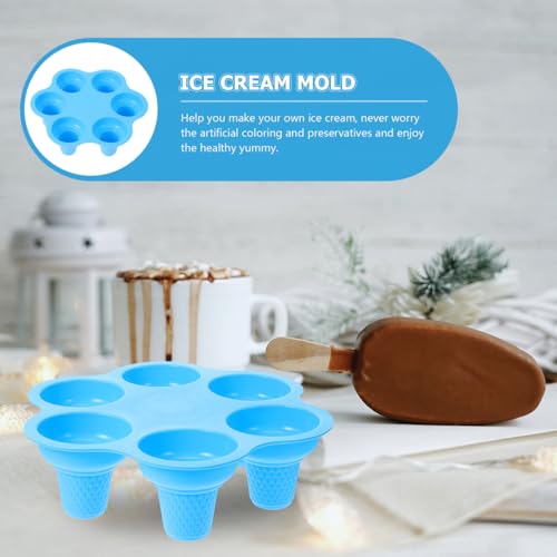 DOITOOL 6-Hole Silicone Ice Cream Mold for DIY Home Use, Blue