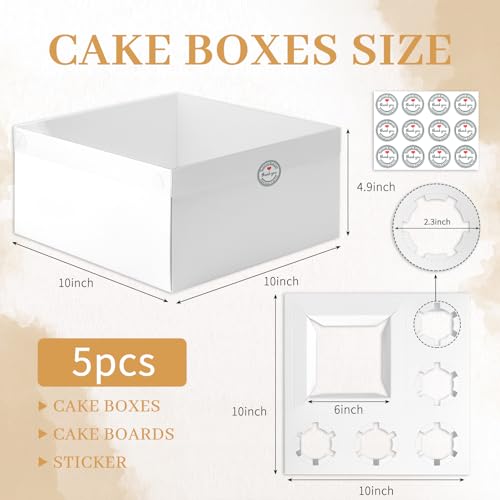 5 Packs Bento Cake and Cupcake Box 6 Holes Fit 5 Cupcakes and 1 Mini Cake Box with Clear Window and Stickers for Father ‘s Day Birthday Party Bakery Baking Supplies.((White, 1+5(5 Pack)) - size: 1+5(5 Pack)