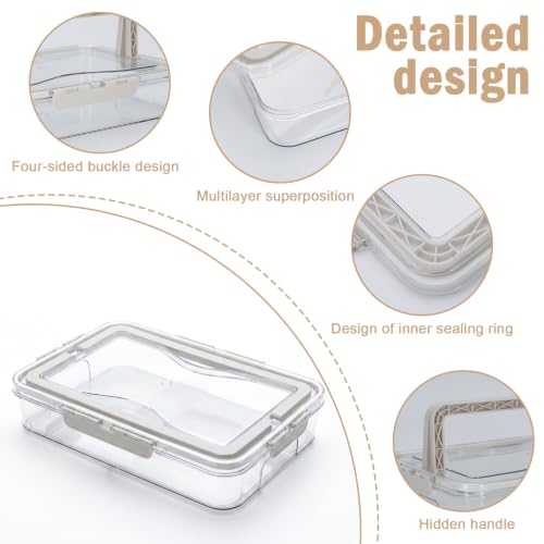 Cookie Storage Box with Airtight Lid and Handle, Clear Portable Plastic Food Container, Low Profile Snack Organizer Case for Desserts, Cupcakes, Dumplings, Fruit, Bread, Bagel, Donut