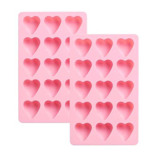 2-Pack Hearts Shape Candy & Chocolate Silicone Molds, Non-stick, Pink - size: Hearts