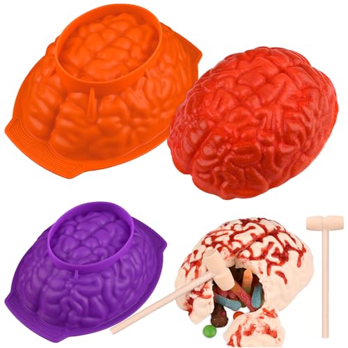 Sakolla Halloween 3D Human Brain Silicone Molds - color: Brain Molds/Purple&Orange
