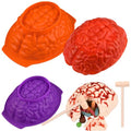 Sakolla 2 Pcs Halloween 3D Human Brain Silicone Molds - color: Brain Molds/Purple&Orange