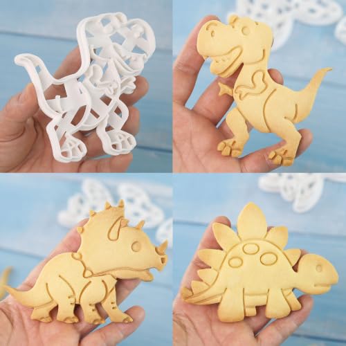 4Pcs Dinosaur Cookie Cutters Tyrannosaurus Cookie Molds for Birthday - color: Dinosaur