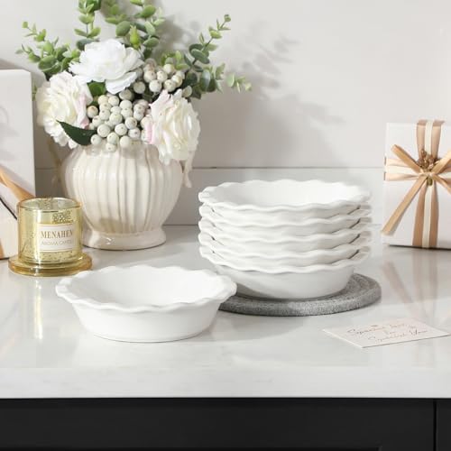 MALACASA Mini Pie Pans Set 6, 6 Inch Ceramic Quiche Tart Pans White - color: White