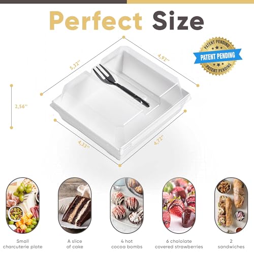 50 Pack 5in Small Charcuterie Boxes with Clear Lids, Mini Paper Containers - color: White