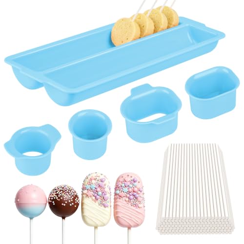 Antner Cake Pop Mold Set with Double Tray, Cake Pop Cutter, Lollipop Sticks - color: Blue (B)