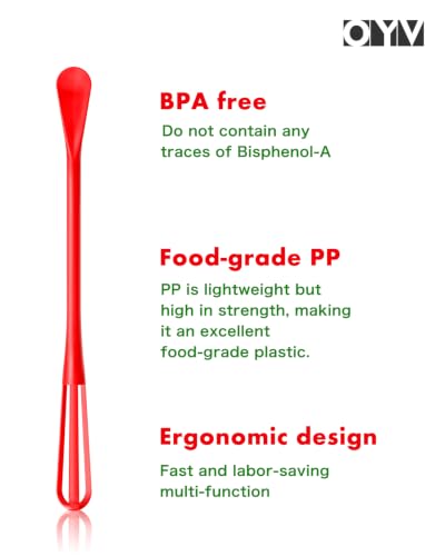 OYV Christmas Colors 2-In-1 Mini Whisk and Spoon, Set of 3, 8.5-Inch - color: Festive Christmas Colors (Red, Green, White)