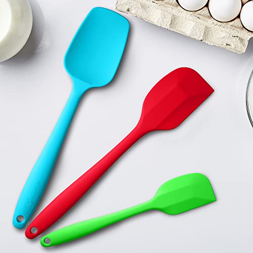 3-Piece Silicone Spatula Set, 600°F Heat Resistant, Multicolored - color: E-Green/Blue/Red