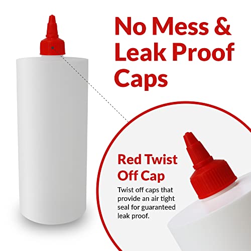 Reli. Plastic Squeeze Bottles, 24 oz. | 8 Pack | Condiment Squeeze Bottles for Sauces | White w/Red Twist Cap | Large 24 Ounce | Use for Condiments, Olive Oil, Liquids