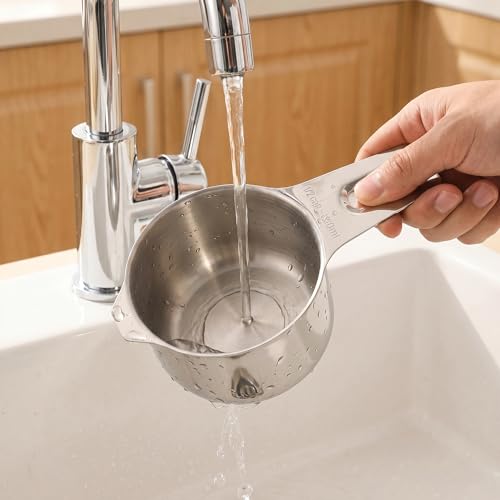Stainless Steel Measuring Set, Stackable Design Metal Cups and Spoons, Engraved Markings for Dry and Liquid Ingredients 7PCS Silver(cup) - color: Silver(cup), size: 7PCS