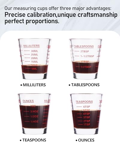 Shot Glass Measuring Cup Set, 6 Pack Espresso Shot Glasses (White) - color: 6 Pack-White