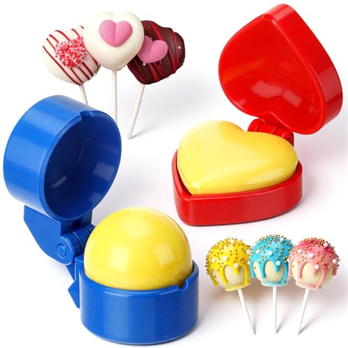2 Pcs Large-sized Round and Heart Cake Pop Molds Press Set - color: Round and Heart, size: Large