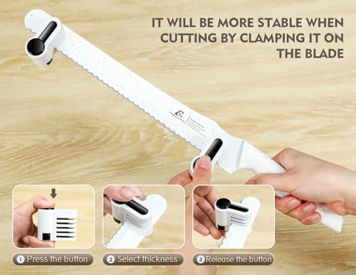 CoquusAid Upgrade Bread Knife for Homemade Bread, World‘s 1st Double Serrated Knife for Crusty Sourdough, 11.6 Inch Stainless Steel Bread Slicer, Professional Sourdough Cutter, Ideal Gift, White - color: White