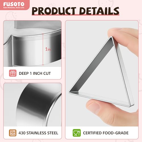 FUSOTO 6PCS Triangle Cookie Cutter Set - Triangle Shaped, 1.5-4 Inch - color: Triangle