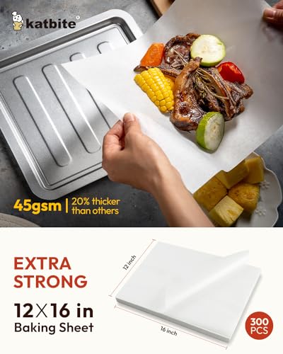 Katbite 300 Pcs Parchment Paper Baking Sheets, 12x16 Inch, Heavy Duty - size: 12"x16"-300