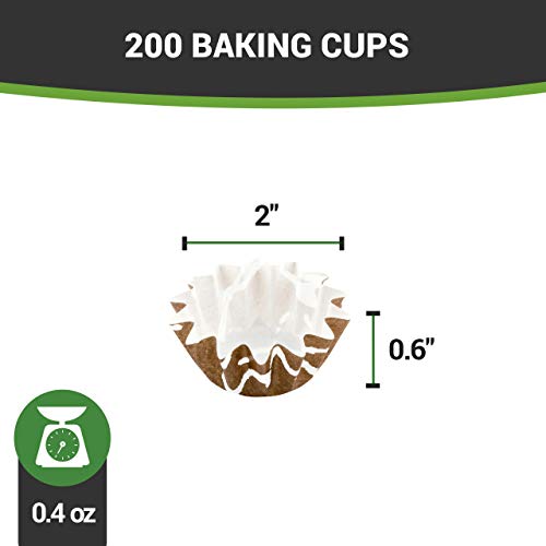 Restaurantware Panificio 0.4 Ounce Baking Cups 200 Flared Cupcake Liners - Oven-Ready Freezable Brown And White Paper Muffin Cases Disposable Chocolate Wisp For Wedding Parties Baby Showers - size: Small, style: Flared