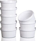 8 Oz Ramekins Set of 8, Ceramic Ramiken Oven Safe, Stackable Souffle Cups, Creme Brulee Ramekins for Baking, Dessert, Ice Cream, Snack, Souffle Dishes (White)