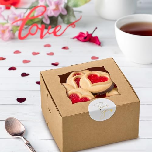 ZORRITA Small Cookie Boxes with Window, 4x4x2.5 Inch, 24pcs