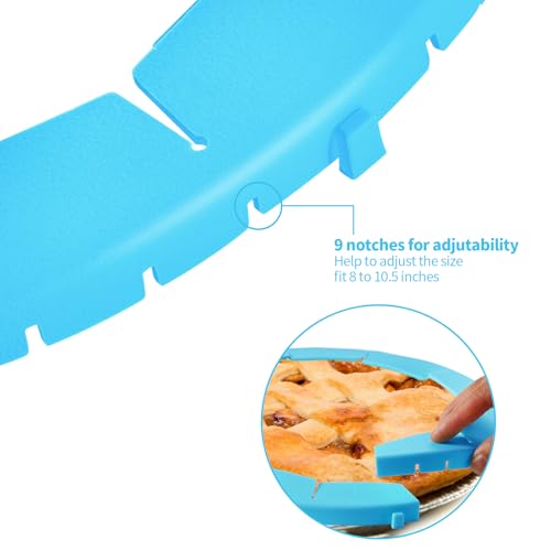 Heavy Duty Silicone Pie Crust Shield Edge Protector Fit 8-10.5 Inch Pie Pan - color: Bule
